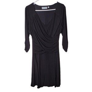 B Slim Dress NY Collection Ruched Sleeves Wrap Front Petite Large